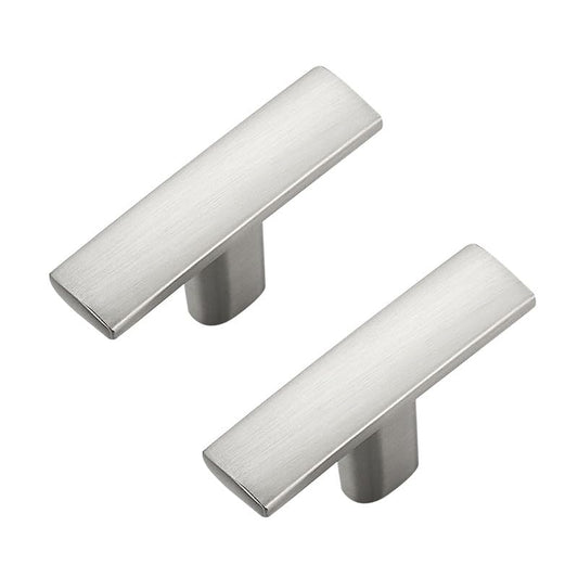 3 Pack Silver Cabinet Knobs - Curved Cabinet Pulls Brushed Nickel Knobs for Kitchen Drawer Solid Dresser Pulls for Kitchen Hardware 1-3/4in Length Single Hole - color: Brushed Nickel, size: 3 Pack, style: Curved