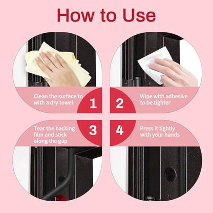 RAINFLOW 20FT Weather Stripping Door Seal - Self Adhesive Door Weather Stripping,D Shaped Silicone Seal Strip for Doors Frame,Window Seals (Black 3/8" W × 1/4" T)