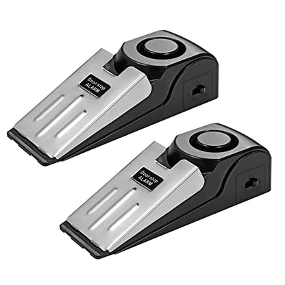 Door Stop Alarm 2 Pack, 120 dB Door Stopper Wedge Door Stops Alarm Great for Traveling Hotel Home Security Door Stoppers Safety Tools - size: 2 Black Door Stop