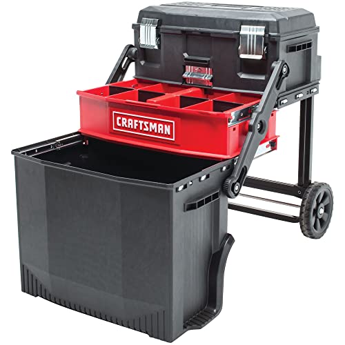 CRAFTSMAN 22-in. Rolling Tool Box with Wheels, Black, Plastic, Lockable (CMST20880) - style: Multi-level Tool Box