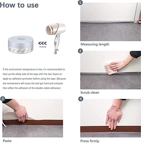 TAROSE Weather Stripping, 33 Feet Silicone Door Seal, White, 35MM - color: White, size: 35 Mm, 33ft
