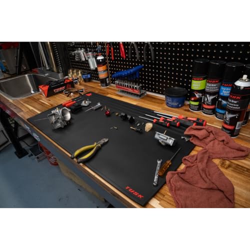 Tusk Workbench Mat 18” x 32” – Durable Black Vinyl Surface – Protective, Non-Slip, Easy-to-Clean Mat for Garage, Shop, Bench & Powersports Maintenance