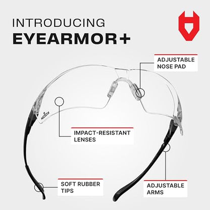 NoCry Clear Shooting Glasses for Men with Anti-Fog and Scratch Resistant Wraparound Lenses — ANSI Z87 Safety Glasses for Men with Adjustable Temples & Nose Pad — 100% UV Eye Protection for Shooting - color: Black & Black