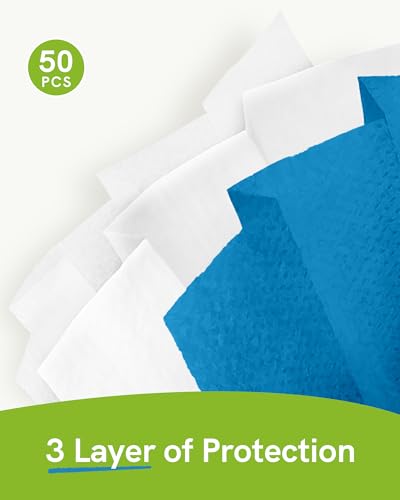FriCARE Disposable Face Masks, 3-Ply ASTM Level 3 Medical Grade, FSA/HSA Eligible, Breathable & Comfortable for Allergy/Sun Protection, 50 Pack Medium Blue - color: Medium Blue