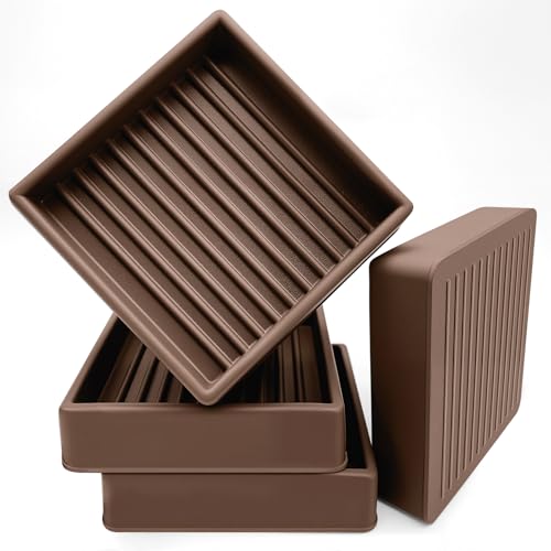 xxxHOLIC Heavy Duty Non Slip Furniture Pads, 2" x 2" Brown Square Rubber Furniture Cups (Set of 4), No Adhesive Furniture Stoppers for Hardwood Floors, Couch & Bed Anti Slide Floor Protectors - color: Brown, size: 2"*2"Square