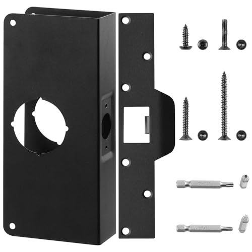 U 9551 Stainless Steel Lock and Door Reinforcement Plate fits 1-3/4"Thick Doors and Includes The U 9476 Security Latch Strike (Black) - color: Black