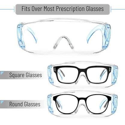UNCO- Safety Goggles Over Glasses, Protective Goggles, Anti Fog, Work, Safety Glasses Over - color: Light Blue, size: 1 Pack