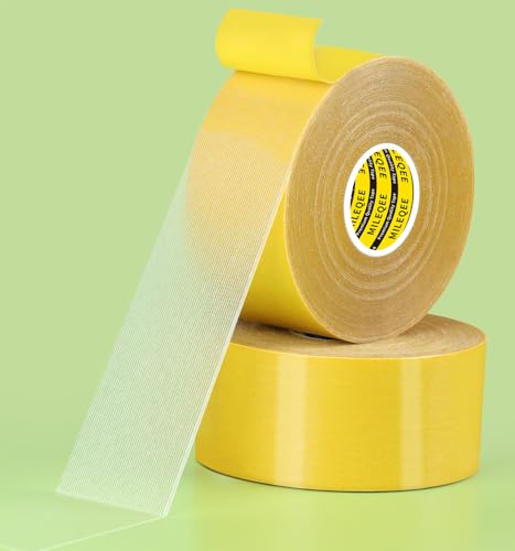 2Pack Double Sided Tape Heavy Duty, 2in x 66FT (132FT Total), Super Sticky Resistente Clear Tape, Universal High Tack Strong Wall Adhesive with Fiberglass Mesh,Easy Use Mounting Tape - size: 2 Pack,Each 2" x 66FT