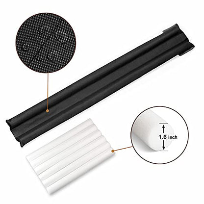Waterproof Twin Door Draft Stopper Adjustable Size 30" to 36" Weather Stripping Noise Blocker Window Breeze Blocker - color: Black, size: 1.6 inch