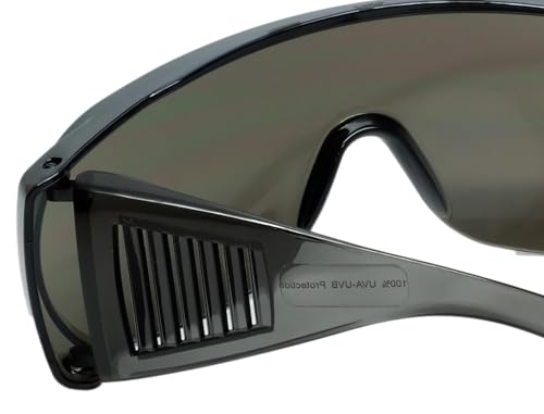 Calabria Fit Over Safety Glasses | Polarized Sunglasses Over Glasses | Wrap Around Anti-Fog | Scratch Resistant | Unisex - color: Silver