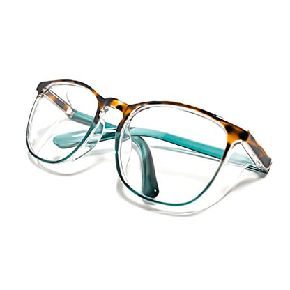 Safety Glasses Anti-Fog Goggles Z87.1 Blue Light Blocking Anti-Dust UV Protection Glasses For Men Women (Tortoise/Green) - color: Tortoise/Green