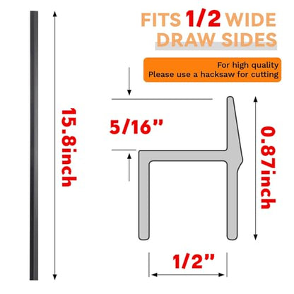 Chinco 2 Pieces PVC Drawer Hanging File Rails Black Cabinet Rails for Hanging 1/2 Drawer Sides Letter Size File Storage Folder Organizer(for 1/2 Inch-wide, 15. 8 Inch) - size: for 1/2 Inch-wide, 15.8 Inch