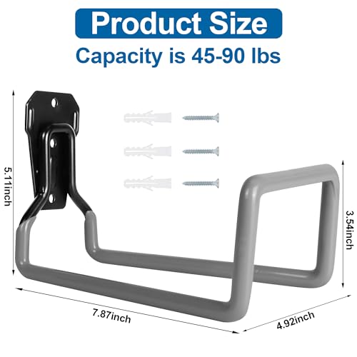 PeoMev Garden Hose Holder - Metal Garden Hose Reel Wall Mounted Water Hose Holders for Outside, Heavy Duty Hose Hanger for Water Hose Storage - color: Gray