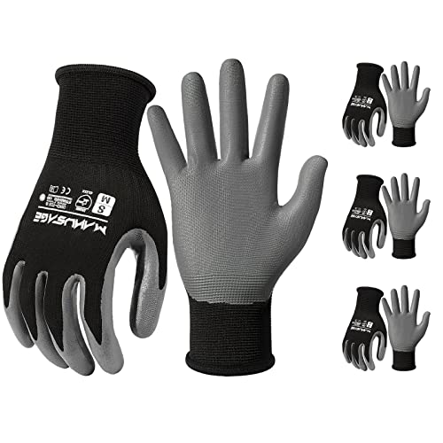 MANUSAGE Safety Work Gloves, Nitrile Work Gloves For Men and Women, Work Gloves With Touchscreen Fingers, Work Gloves men, Men's work gloves with grip,mechanics gloves (Size L, Black, 3-pairs) - color: Black, size: Large, style: 3 Pairs