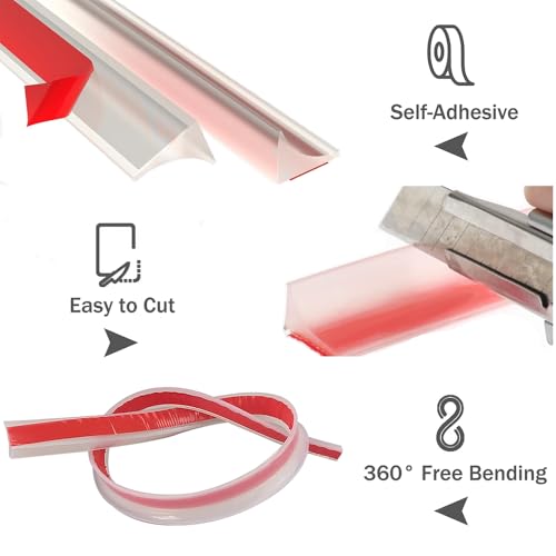 Shower Threshold Water Dam,Self Adhesive Silicone Waterproof Barrier Bathroom and Kitchen Shower Water Stopper Guard for Dry And Wet Separation Caulk Seal Strip Edge Trim(39Inch, White) - color: White, style: 39Inch