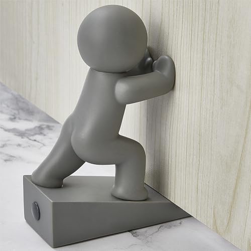 Cute Door Stopper Wedge, Non-Slip Door Stops for Bottom of Door, Keep Doors Open for Kids Pets, Gray 1 Pack (Patented)