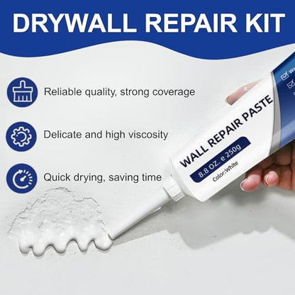 2Pcs Efficient Drywall Repair Kit with Scraper,Drywall Repair Kit,Wall Mending Agent, Used for Filling Cracks and Holes, Simple Wall Hole Filling, and Efficient Crack Repair.
