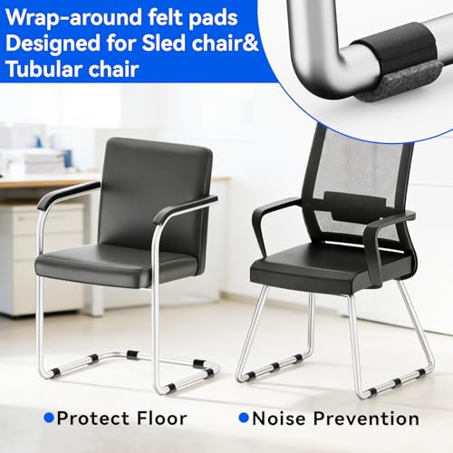 Sled Base Chair Floor Protectors Sled Base Chair Glides Wrap Around Floor Savers，Chair Leg Protectors Furniture Pads, Protect Wood&Tile Floors Anti-Scratch Reduce Noise (24pcs, Grey Felt Pads) - size: Grey Felt Pads