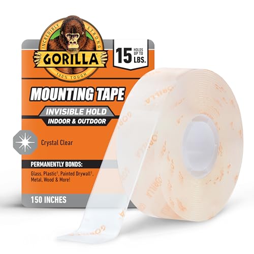 Gorilla Invisible Hold Mounting Tape, 1' x 150' (Pack of 1), Clear Double Sided Tape for Strong, Permanent Indoor & Outdoor Hanging - size: 1 - Pack