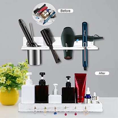 Hair Tool Organizer,Wall Mounted Hair Dryer and Styling tool Holder,Blow Dryer Holder,Organizer for Hot Tools, Curling Iron,Hair Straightener(White)