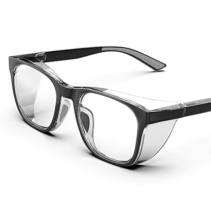 TOREGE Safety Glasses For Men,Clear Anti-Fog Anti-Blue Light Safety Goggles Scratch Resistant For Women Nurse - color: Black&gray