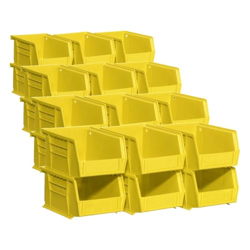 Akro-Mils Storage Bins 30210, Plastic | Stackable | Hanging Design | 5" x 4" x 3" | Yellow | Pack of 24 - color: Yellow, size: 24 Pack