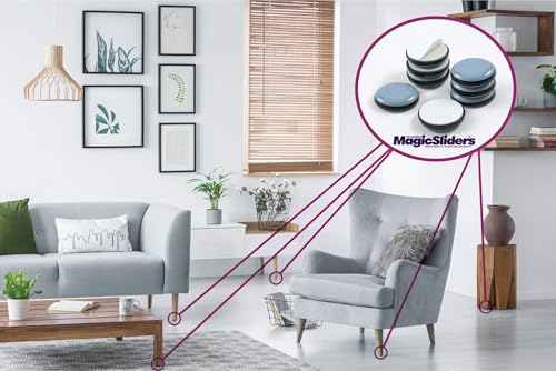 Magic Slider 1/4" Round Self-Adhesive Furniture Sliders – Protect Floors from Scratches – Works on Wood, Tile, Carpet & Vinyl – Pack of 1|4-Pieces