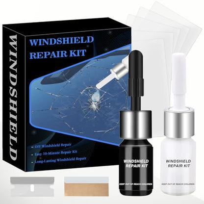 Windshield Crack Repair Kit, Windshield Repair Kit For Chips And Cracks, 2025 Upgraded Windshield Chip Repair Kit Rock Chip Repair Kit Windshield, Window Crack Repair Kit, For Invisible Repairs (2pcs) - color: Black one