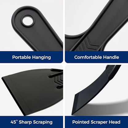 2 Inch Plastic Putty Knives Set, 6Pcs Plastic Putty Filler Knife & Scrapers Tool Non Scratch, Spackle Knife Scraper Tool for Wall Repair, Wallpaper Paint Removal