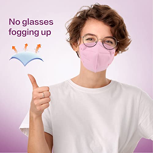 Miuphro Multiple Colour KN95 Face Mask 50 Pcs, 5 Layers Safety KN95 Masks, Disposable Masks Respirator for Outdoor(Pink,Blue,Red,Purlpe,Grey) - size: 1 Count (Pack of 50)