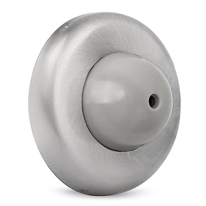 Convex Wall Door Bumper Stop Brushed Satin Nickel – 2-1/2” Outside Diameter Stainless Steel Cover with Bigger 1-1/4” Gray Rubber Bumper – Easy to Install with Screw - color: Convex-Satin Nickel, size: 1 Pack