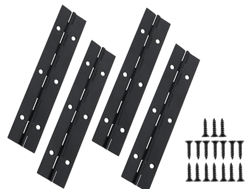 Black 304 Stainless Steel Continuous Piano Hinges 6 Inch x 2 Inch, Heavy Duty Folding Hinges with Screws for Doors Cabinets Boxes Furniture (4 Pack) - size: 6IN-2IN-4PACK