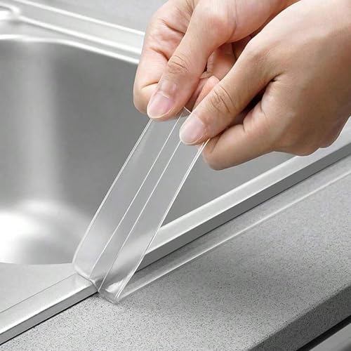 1 Roll Caulk Tape Self Adhesive Waterproof, Transparent Kitchen and Wall Sealing Tape, Bathroom Sealant Strip for Toilet, Bath Tub, Sink, Shower (Clear,1.5" x10.5Ft) - color: Clear