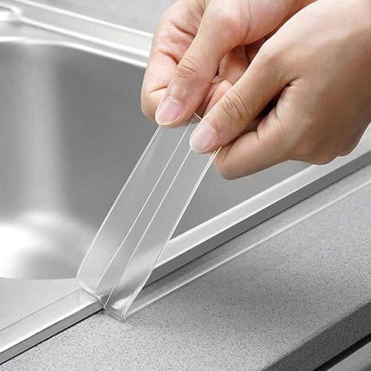 1 Roll Caulk Tape Self Adhesive Waterproof, Transparent Kitchen and Wall Sealing Tape, Bathroom Sealant Strip for Toilet, Bath Tub, Sink, Shower (Clear,1.5" x10.5Ft) - color: Clear