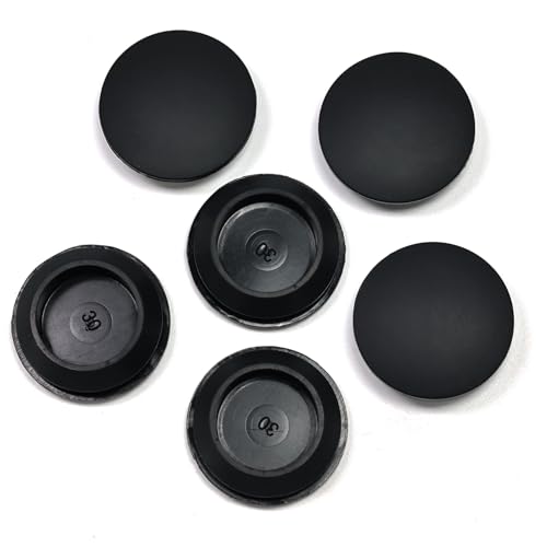 6 Pcs 30 mm Silicone Rubber Plugs Snap in Locking Hole Plugs for 30-33mm (1-3/16"-1-5/16") Round Holes, Flush Type Rubber Stoppers, Flexible Tube Pipe End Caps Covers, Waterproof Sealing Plugs, Black - color: Black, size: Dh:1-3/16"(30mm)