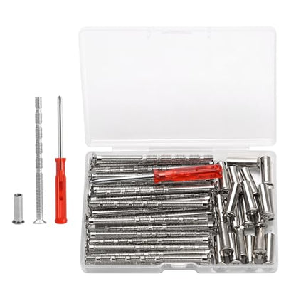 20 Sets Cabinet Knob Screws, M4x60mm Adjustable Length Long Door Handle Screws Replacement, Door Handle Bolt Connecting Screw and Sleeves for Doors Locks Handles Knobs Fasteners