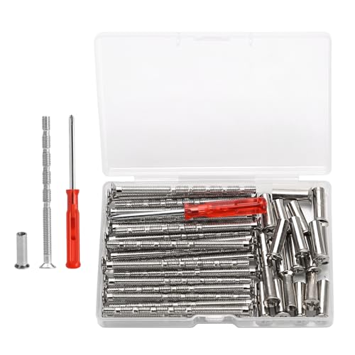 20 Sets Cabinet Knob Screws, M4x60mm Adjustable Length Long Door Handle Screws Replacement, Door Handle Bolt Connecting Screw and Sleeves for Doors Locks Handles Knobs Fasteners