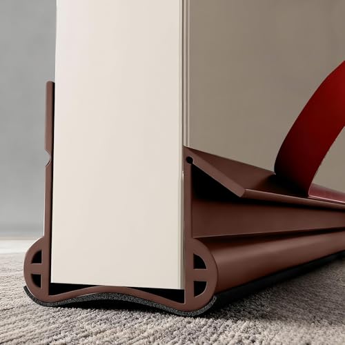 36" Door Draft Stopper, Under Door Draft, Door Draught Excluder for Bottom of Doors,Weather Stripping for Doors, Self-Adhesive Door Seal Door Gap Cover for Cold, Noise Wind (Brown) - color: Brown