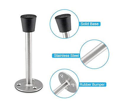 2 Pack Stainless Steel Heavy Duty Door Stop 5" Wall Mounted Door Stopper with Rubber Tip Design Mute for Wall and Door Protection, 4.7" / 120mm - size: 4.72"/120mm