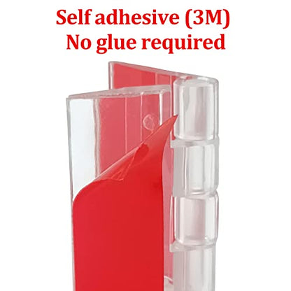 15 Pcs Acrylic Hinge 30x35 mm and Self-Adhesive Latch Buckles Kit, Transparent Plastic Continuous Piano Hinges,Self-Adhesive,for DIY Clear Containers, Acrylic Box, Cabinets, Aquarium