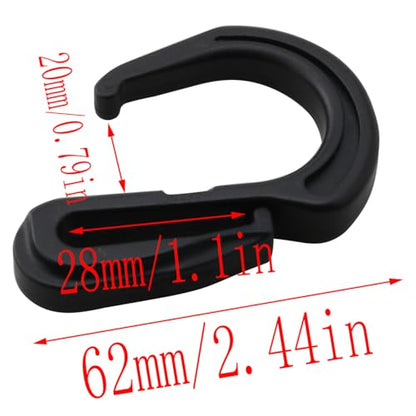 LQ Industrial 20PCS Black Plastic Elastic Hook Multi Directional Tent Hook Suitable for Luggage Compartments Vehicle Roofs Bicycles Garages