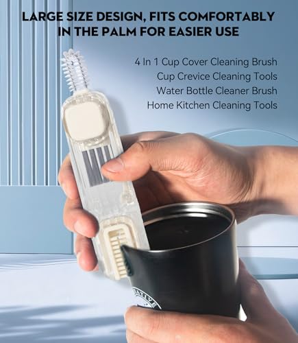 VIDONIO 4 in 1 Cup Lid Gap Cleaning Brush, Multifunctional Insulation Bottle Cleaning Tools, Mutipurpose Tiny Silicone Cup Holder Cleaner, Home Kitchen Cleaning Tools - style: 1Pc White
