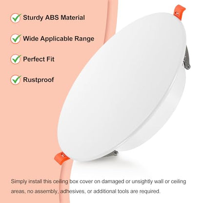 9-Inch Spring Mount Ceiling Cover Plates, Recessed Light Trim Wall, Downlight Hole Cap Decorative Panel with Buckle Fit 6.9-9inch Round Hole Ceiling Openings, White 1 Pack - size: Fit: 6.9-9inch