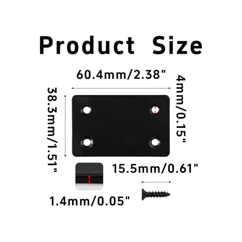 10PCS 2.4 x 1.5 inch Flat Straight Brace Brackets, Mending Plates for Furniture Shelf Support Corner Joint Repair - size: 2.4 x 1.5 inch