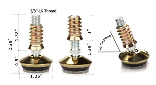 Swivel Furniture Levelers - Adjustable Leveling Legs for Tables Chairs Cabinets Felt Pads Included (4, D34mm Swivel Golden) - size: D34mm Swivel Golden