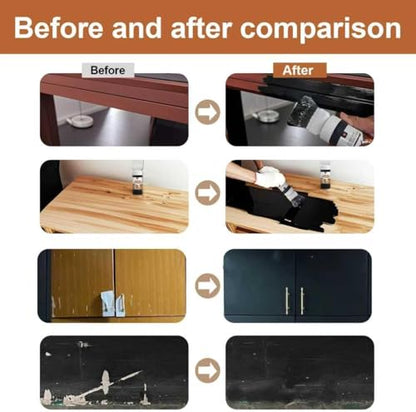 6.35 fl oz Wood Touch-Up Paint for Doors, Cabinets, Furniture & Metal Surfaces | Multi-Surface Scratch Repair | Quick-Drying Formula | Easy Application,White+Black - color: White+Black
