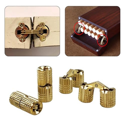 10Pcs Brass Barrel Hinges, Invisible Cabinet Furniture Hinges with 180 Degree Opening Angle, Hidden Box Hinges for DIY Jewelry Box Hand Craft (M8x18mm) - color: M8x18mm