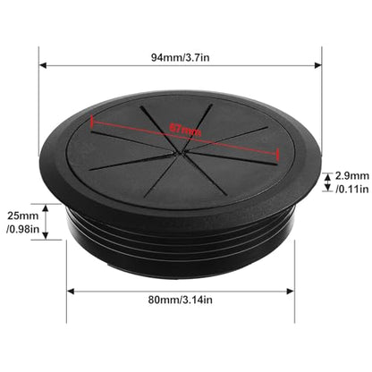 2 Pcs Desk Grommet 3.5" (90 mm) Detachable Flexible Desk Hole Cover for Cables Black ABS Plastic Grommet Hole Cover Cable Management for Office Home Table Through Countertop Wires Cables