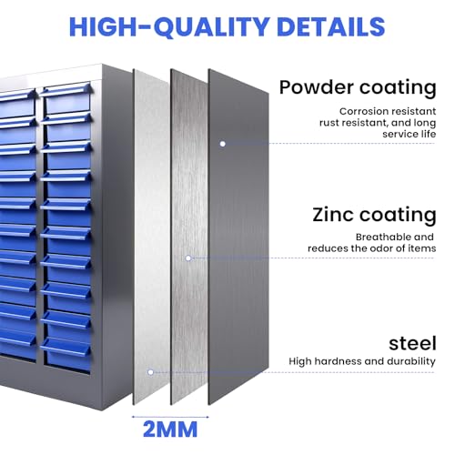40 Drawer Parts Cabinet,330 Lb Nut and Bolt Storage Cabinet,Abs Nut and Tool Storage Organizer,with Dividers and Labels,Suitable for Studio,Laboratory and Home Use/Blue - size: Parts Cabinet:21X9X25 in