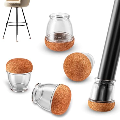 Ezprotekt 24 Pcs Extra Small Chair Leg Floor Protectors, Silicone Felt Chair Pads for Hardwood Floors, Round Chair Leg Caps, Felt Furniture Feet Covers for Dining Table, Clear (XS Fit: 2/5"-11/20") - size: Xs-round